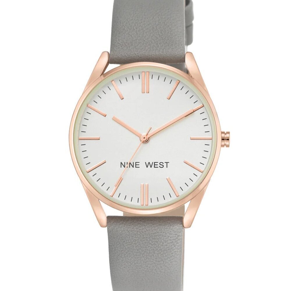Nine West Classic Grey Strap Watch With Rose Gold‎ Accents